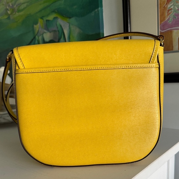 Lauren Ralph Lauren Yellow Leather Crossbody Messenger Bag - Picture 4 of 12